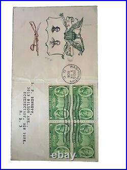 One-Cent Army Stamp 1936. Official US ARMY Headquarters Letter. Washington D. C