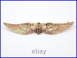 Original 1920s US Army Air Corps Pilot 14K Gold Mess Dress Wings