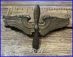 Original 1930s Pre-WWII US Army Air Corps Pilot Hat Insignia Sterling Silver? 3