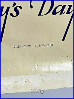 Original 1938 Vintage War Poster NAVY NAVY DAY TRAD Estate fresh, Dated RARE