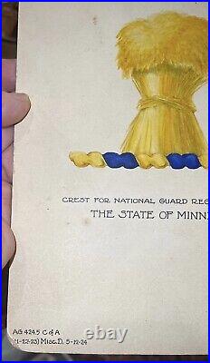 Original Artwork of the State of Minnesota National Guard Crest 1926 Watercolor