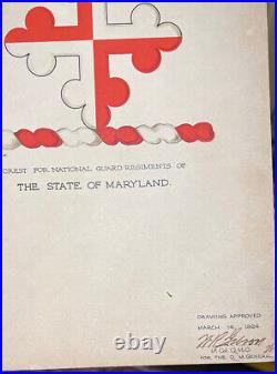 Original Artwork the State of Maryland National Guard Crest 1924 Watercolor