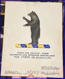 Original Artwork the State of Missouri National Guard Crest 1957 Watercolor
