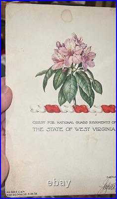 Original Artwork the State of West Virginia National Guard Crest 1926 Watercolor