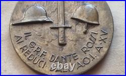Original Fascist Medal Duce Gruppo Rionale Fascista Dante Rossi Ai Reduci A. O. I