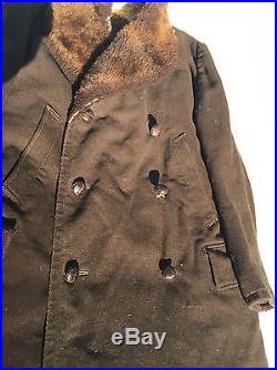 Original GERMAN LUFTWAFFE BARNSTORMER Fur leather flying flight coat similar WW1