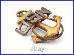 Original Post-WWI US Navy Chief Petty Officer CPO Fouled-anchor Cap Badge