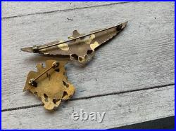 Original Pre Wwii Usn Naval Aviator Pilot Wings And Cap Badge