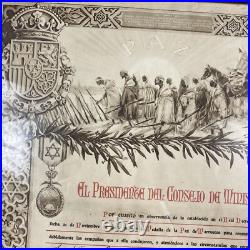 Original Rif War 1927 Spanish Pax Medal Diploma Framed Named French Tirailleur