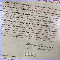 Original Rif War 1927 Spanish Pax Medal Diploma Framed Named French Tirailleur