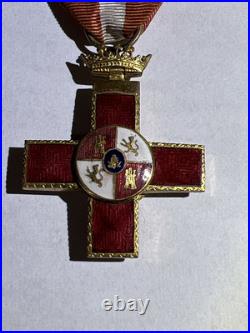 Original Spanish WWII Era Sterling Order of Military Merit Cross Red Distinction