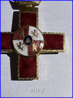 Original Spanish WWII Era Sterling Order of Military Merit Cross Red Distinction