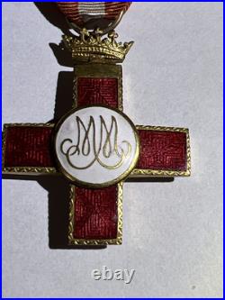 Original Spanish WWII Era Sterling Order of Military Merit Cross Red Distinction