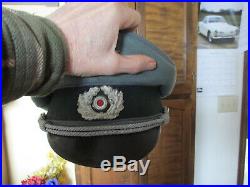 Original Stamped German Military Officer Hat Purple Piping Uniform Badge Pin WW2
