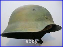 Original WWII German M-1942 Normandy Pattern Helmet, Liner & Chinstrap Size 66