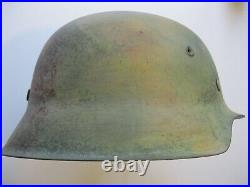 Original WWII German M-1942 Normandy Pattern Helmet, Liner & Chinstrap Size 66