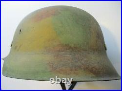 Original WWII German M-1942 Normandy Pattern Helmet, Liner & Chinstrap Size 66