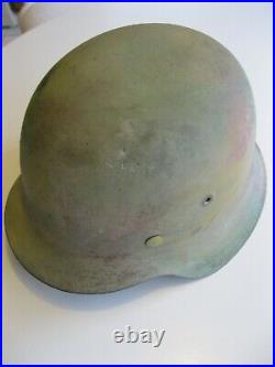 Original WWII German M-1942 Normandy Pattern Helmet, Liner & Chinstrap Size 66