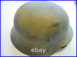 Original WWII German M-1942 Normandy Pattern Helmet, Liner & Chinstrap Size 66