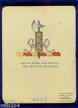 Original artwork of the Colorado National Guard Crest 1924 watercolor on board