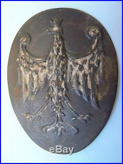 POLAND WWI ADRIAN HALLER ARMY METAL CROWNED EAGLE BADGE FOR HELMETS. V rare