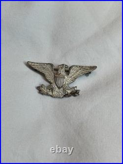 PRE WWII US NAVY CAPTAIN WAR EAGLE INSIGNIA USMC COLONEL 1930'S Silver Pin (1)