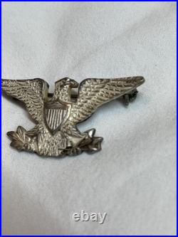 PRE WWII US NAVY CAPTAIN WAR EAGLE INSIGNIA USMC COLONEL 1930'S Silver Pin (1)