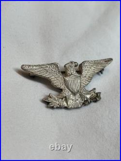 PRE WWII US NAVY CAPTAIN WAR EAGLE INSIGNIA USMC COLONEL 1930'S Silver Pin (1)