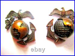 Pair P1926 Officer Service Collar Ornament, Droop Wing, 2 Posts, Fire Bronze, NR