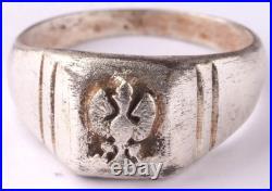 Polish Army Ring Poland WW2 WWII Eagle Navy stamp 1935 Gdynia Ship Anchor Coat