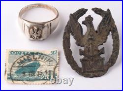 Polish Army Ring Poland WW2 WWII Eagle Navy stamp 1935 Gdynia Ship Anchor Coat