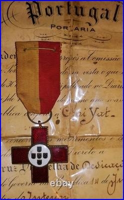 Portugal Red Cross Order & 1929 Dated Citation To Chinese Recipient Scarce