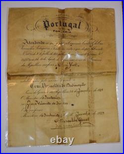Portugal Red Cross Order & 1929 Dated Citation To Chinese Recipient Scarce