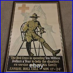 Post WWI Propaganda Poster Red Cross Soldier Nurse Spending Military