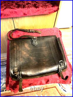 Pre-WW2 German Youth School Bag Backpack Brown Leather Signed Tin Drum Movie