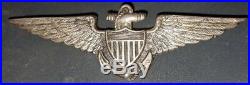 Pre-WW2 US NAVY PILOT WINGS STERLING FULLSIZE 2 3/4 PINBACK PB BADGE