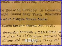 Pre-WWI US Navy USS Houston Yangtze Service Medal, Box, Citation No 4515. SUPERB