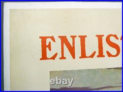 Pre-WWII Original U. S. Navy Poster ENLIST NOW JW Burbank, Linen Backed
