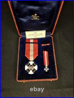 Pre-War Italian Order Of The Crown Knight With Box And Miniature