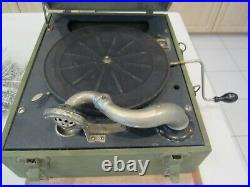 Pre Wwii Us Army Air Corps Crank Phonograph Record Player