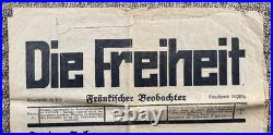 Pre-ww2 German Nat. Soc. Die Freiheit Frankischer Beobacher Newspaper Jul. 1931