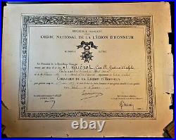 President Of France Gaston Doumergue Signed Diploma Legion Of Honor Order 1925