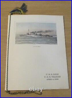 RARE 1930 U. S. NAVY ProgramUSS DALE & USS TILLMAN Destroyers COMMISSIONING/DE