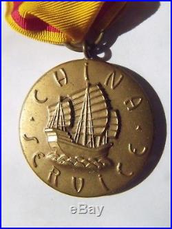 RARE ORIGINAL PRE WW2 1st TYPE USN NAVY CHINA SERVICE CAMPAIGN MEDAL VG+ with BOX
