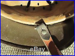 RARE Original M35 ET60 German Helmet Liner Chin Strap Pin Badge Metal Signed USA