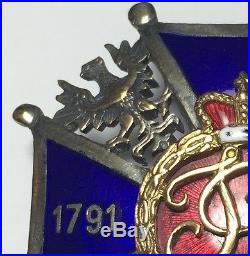 RARE POLISH 8TH Cavalry PONIATOWSKI REGIMENT BADGE Order medal Silver Gold