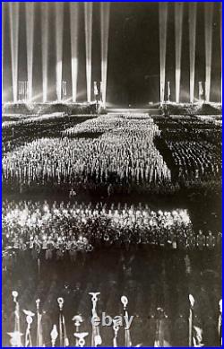 RARE! PRE-WW2 GERMAN NUREMBERG 1936 RALLY CATHEDRAL of LIGHT PHOTO-POSTCARD RPPC