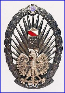 RARE Polish Border Guard Badge Poland Border Protection Corps Silver Original