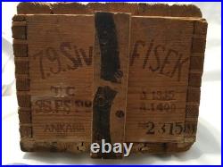 RARE Turkish Post WW1 Pre WW2-1935 Empty Ammo Cartrige Wooden Box Case With Lid