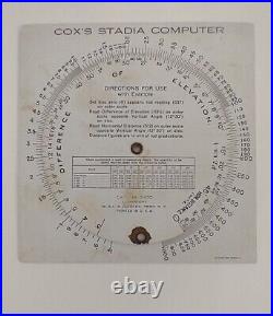 RARE WHITEHEAD & HOAG CONTRACT 1845 Cox's Stadia Computer Elevation Distance